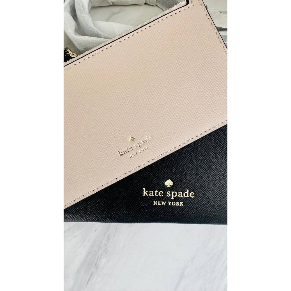 Kate Spade Textured Leather Crossbody Bag with Removable Pouch, Black/Pink, NWT - Picture 12 of 15